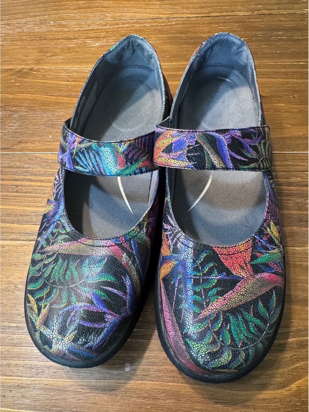 Dansko Mary Jane Shoes Womens  US 9.5 10 Floral Tropical Leather Comfort Clog